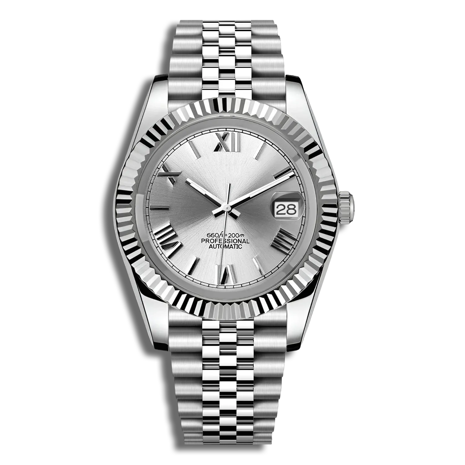 Seiko Mod Datejust Chiffres Romains Blanc