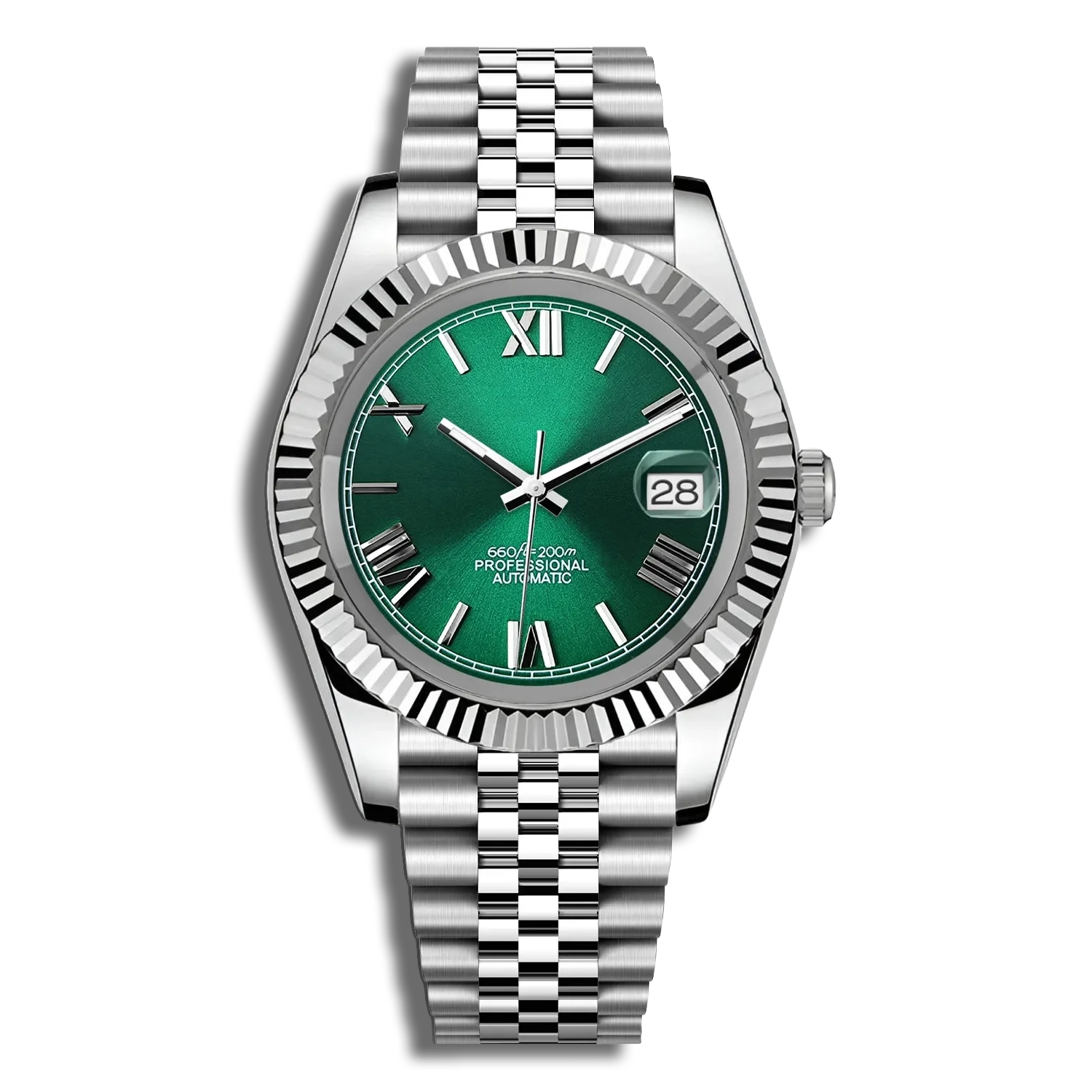 Seiko Mod Datejust Chiffres Romains Vert